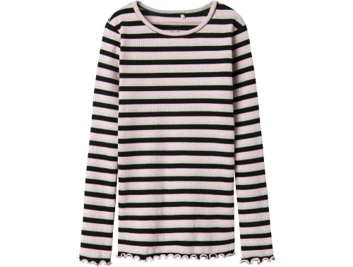 Name It black stribet glitter bluse